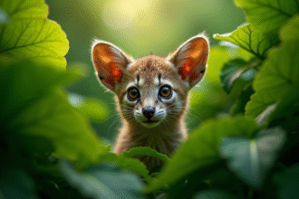 Animal curieux dans la jungle verte dense