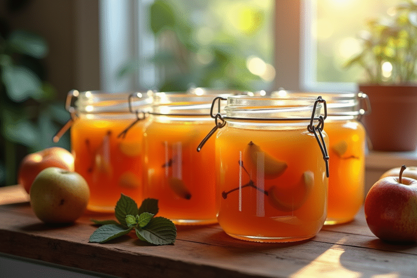 Bocaux de confiture de fruits maison sur une table en bois