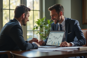Conseiller financier confiant dans un bureau élégant avec un client