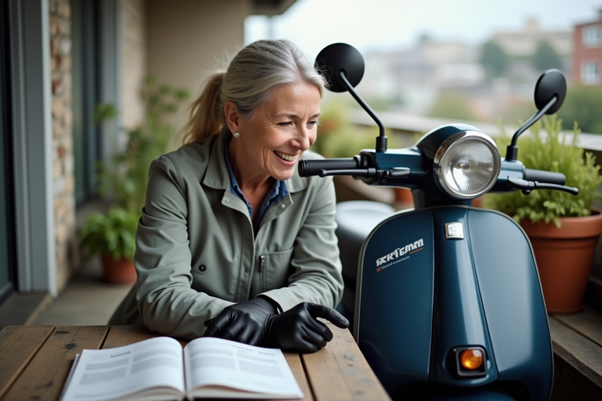 Femme contrôlant le niveau d