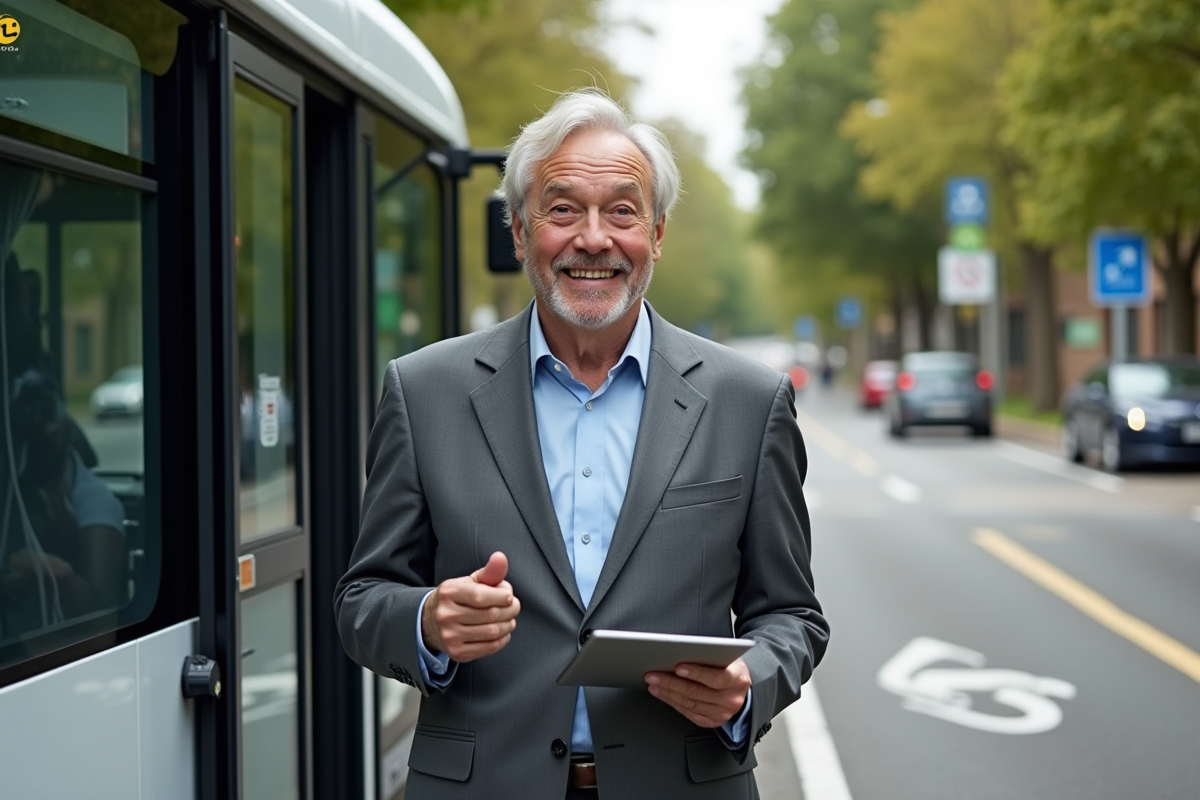 Homme âgé sortant d