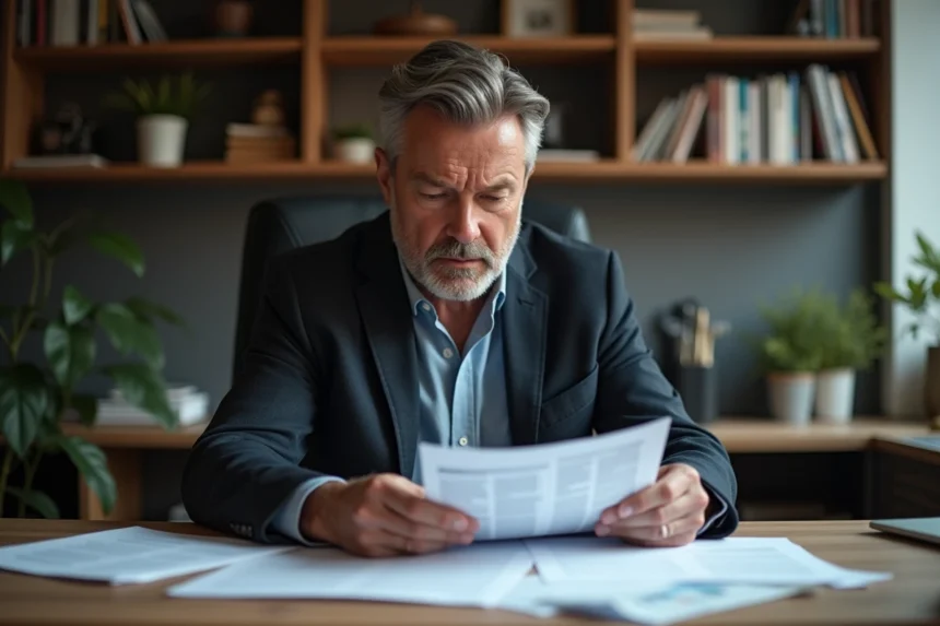Homme concentré travaillant sur des pages web dans un bureau moderne