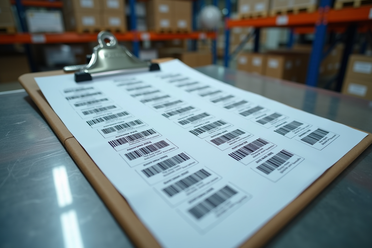 Organisation de codes barres sur clipboard en entrepôt