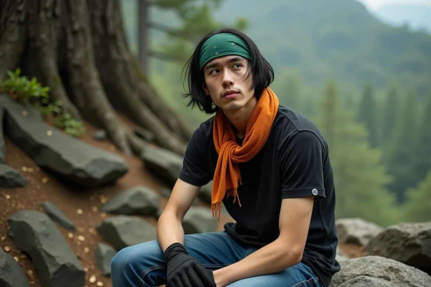 Jeune homme contemplant la nature dans une forêt