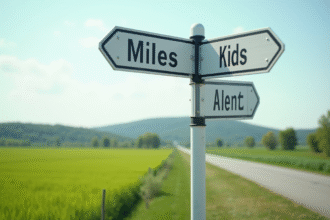 Panneau routier à la campagne avec distances en miles et kilomètres