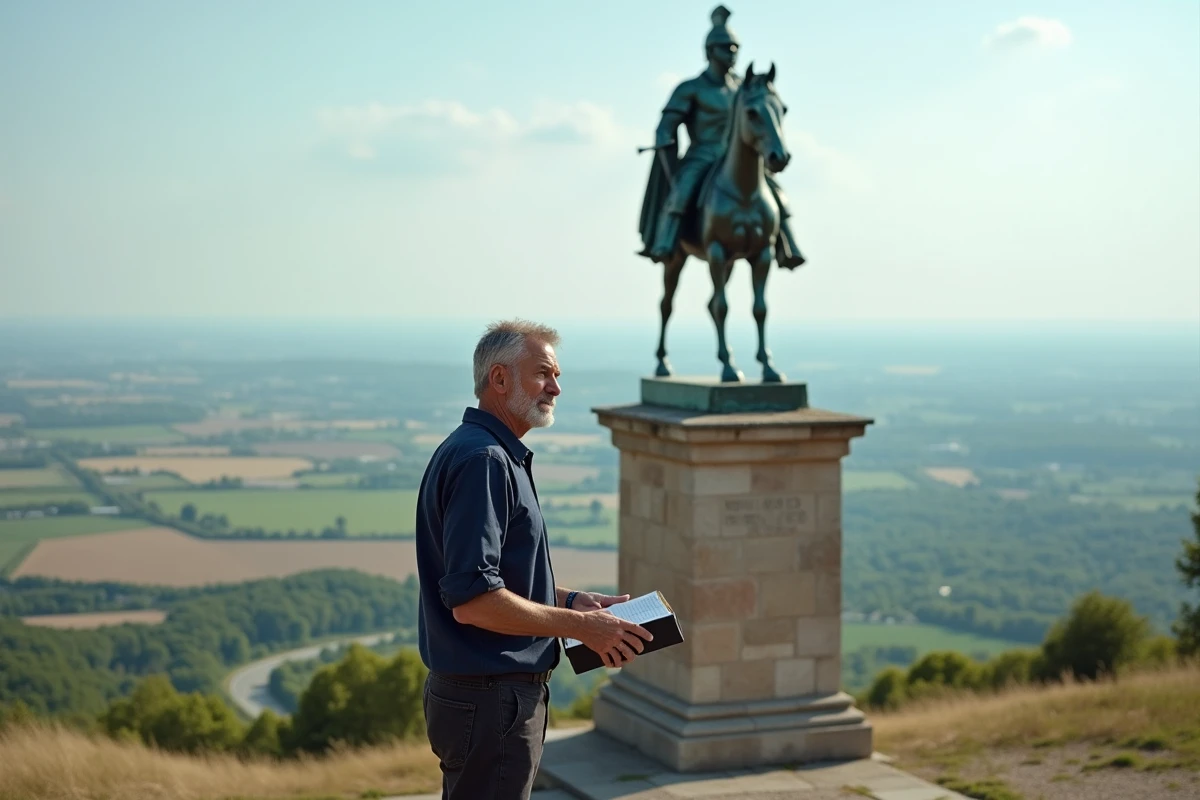 Statue de Vercingétorix sur le Mont Auxois dominant la plaine d'Alésia à Alise-Sainte-Reine