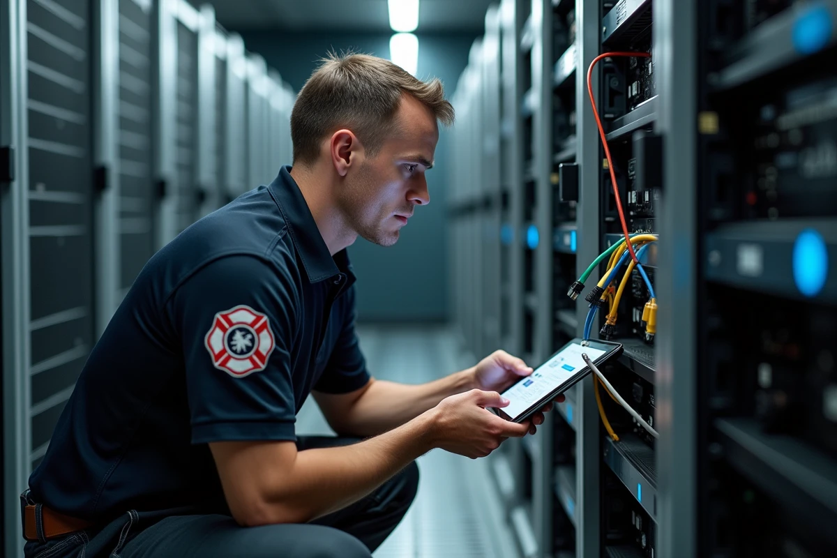 Technicien informatique du SDIS de l'Aisne configurant l'infrastructure serveur pour le déploiement d'Iris SDIS 02