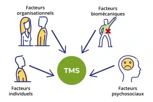 Quels sont les 6 endroits du corps à être le plus touchés par les TMS ?
